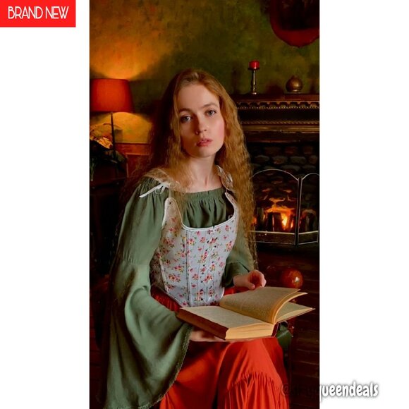 High Waist Maxi Skirt with Pockets, Soft Fabric, Renaissance Style - Picture 8 of 8